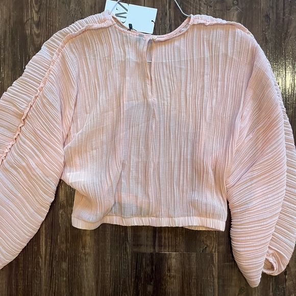 NWT Zara Light Pink Pleated Blouse M - Picture 7 of 8